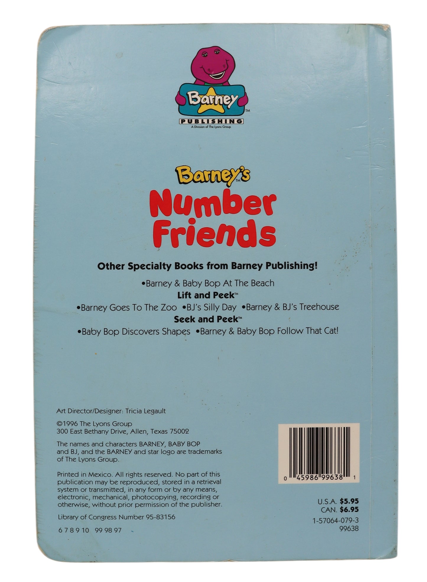 Vintage Barney's Number Friends Book