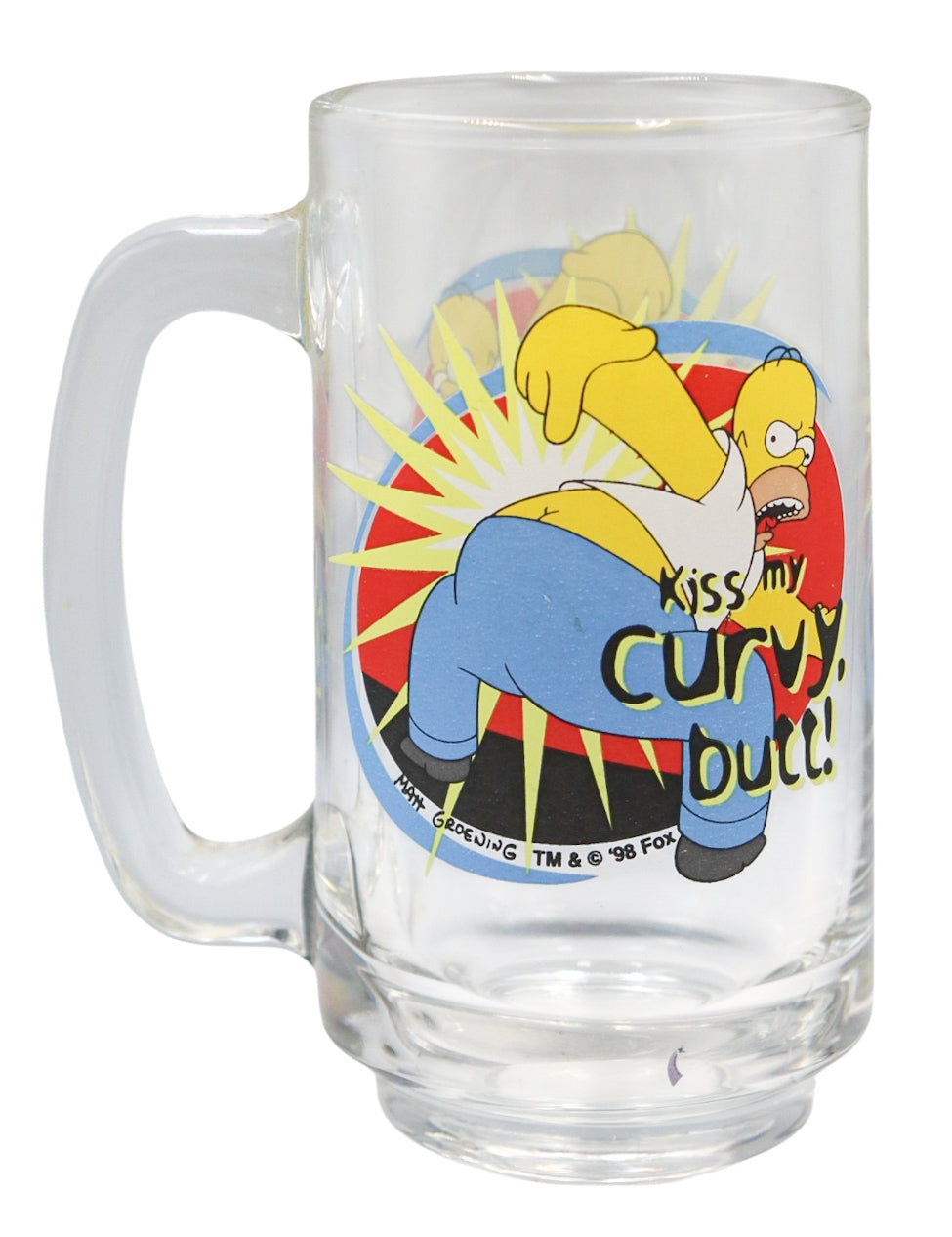 1998 The Simpsons Homer Simpson Kiss My Curvy Butt Glass Beer Mug