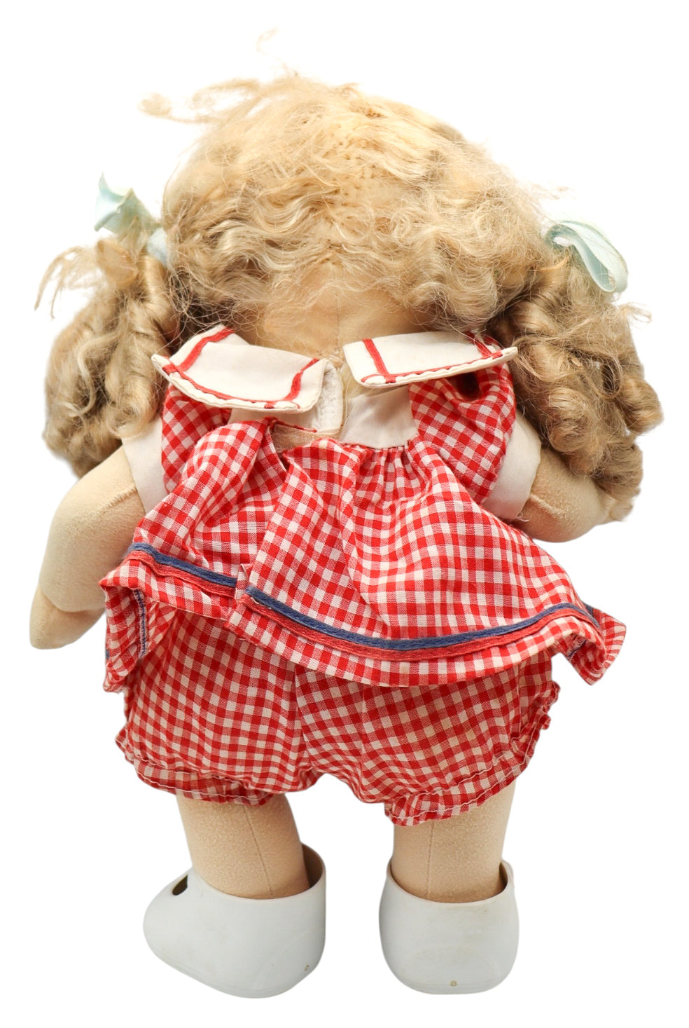 1985 Mattel My Child Doll Blonde Green Eyes Red Gingham Dress