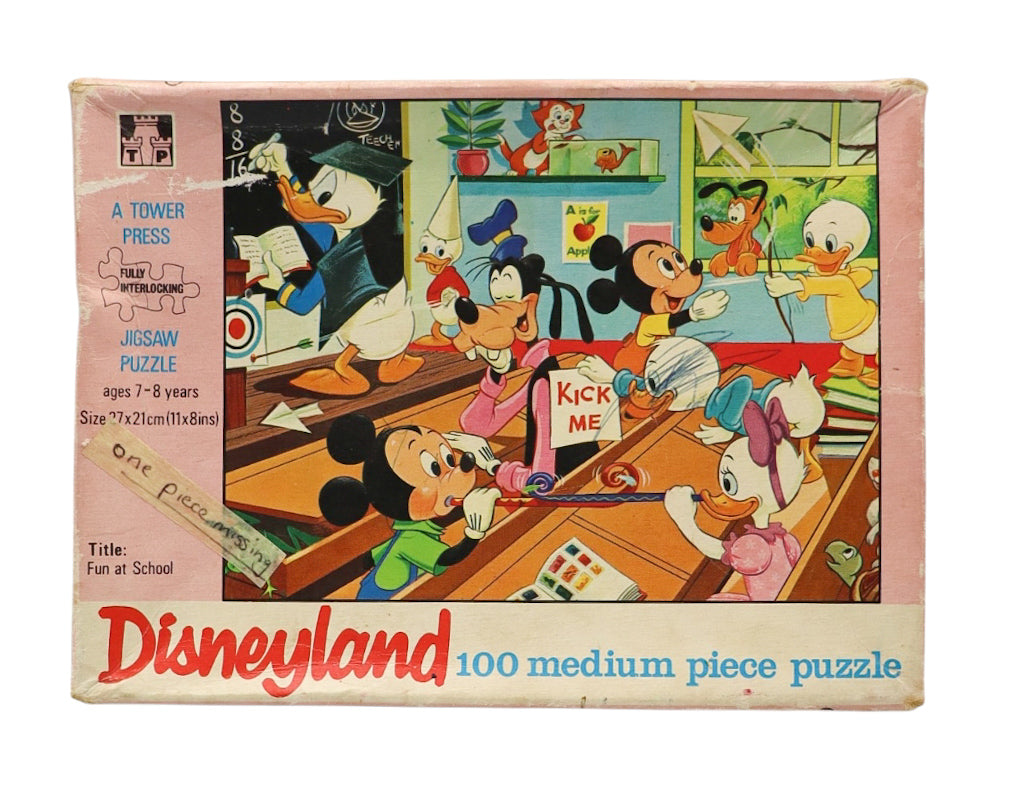 1960s Tower Press Disneyland Jigsaw Puzzle Fun at School