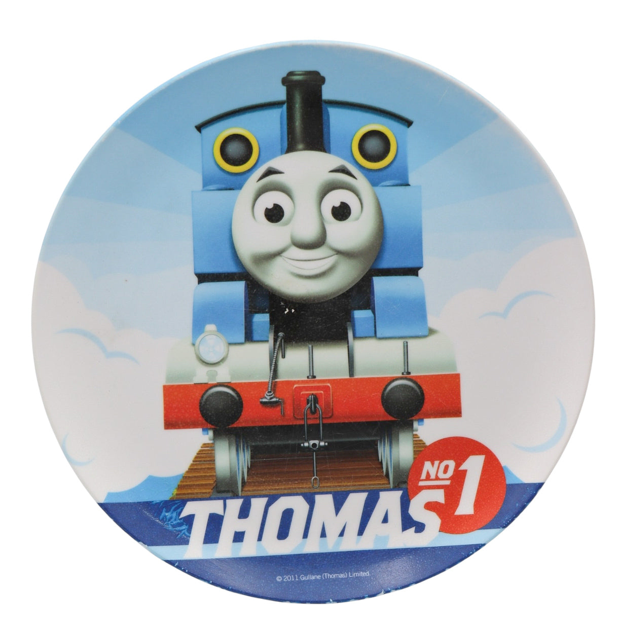 2011 Thomas & Friends No. 1 Blue Engine Round Melamine Kids Plate