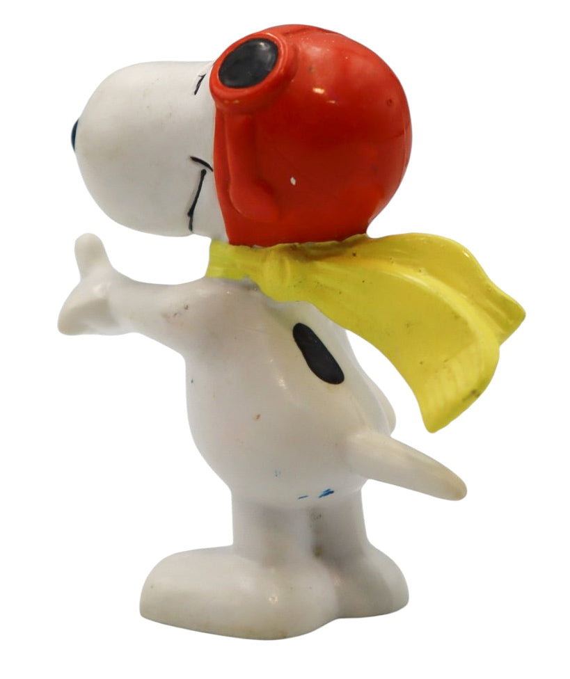 1966 Vintage Peanuts Snoopy WWI Flying Ace PVC Figurine Pilot Figure