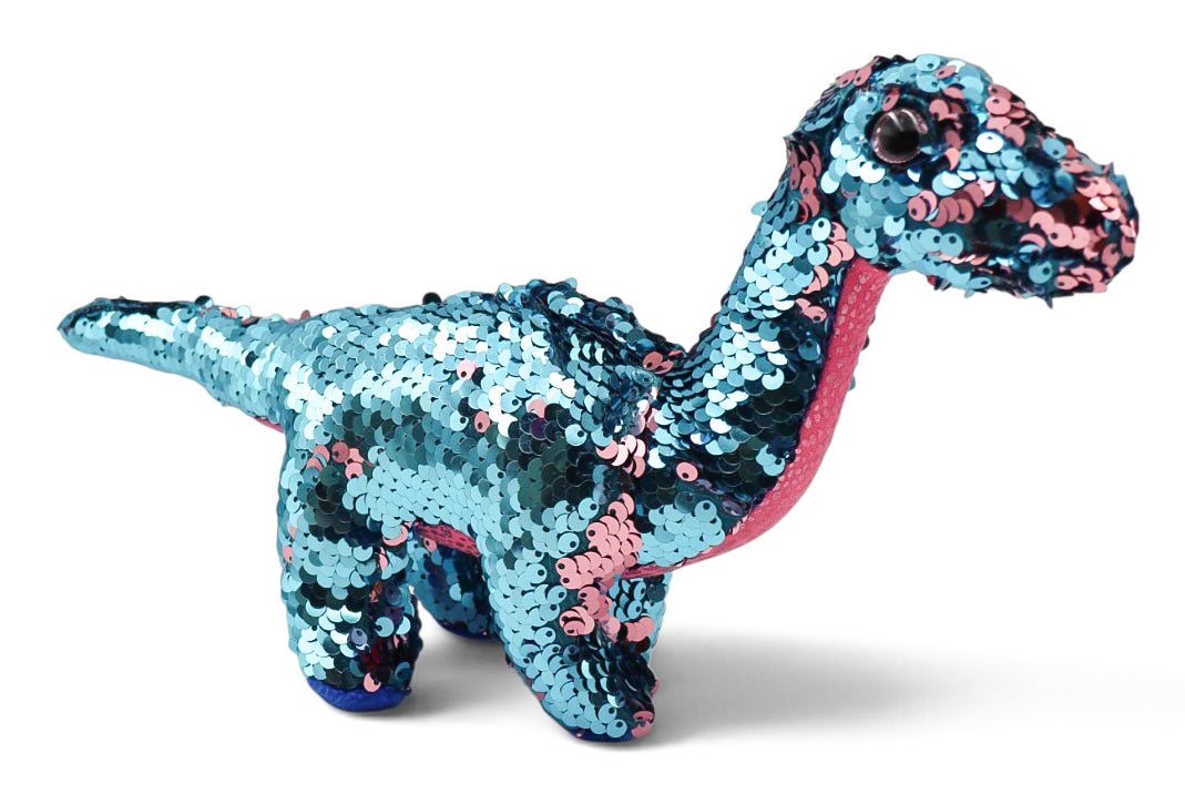 2018 Ty Flippables Tremor Blue and Pink Sequin Dinosaur Plush
