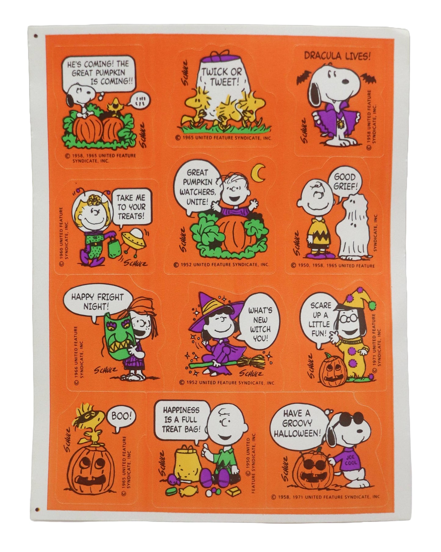 1980s Charlie Brown And Snoopy Halloween Stickers