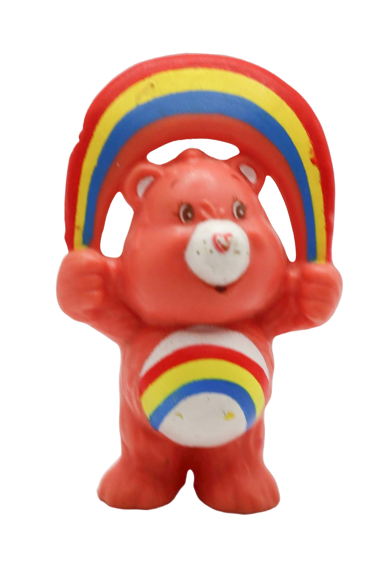1980s Care Bears Cheer Bear holding Rainbow Mini figure
