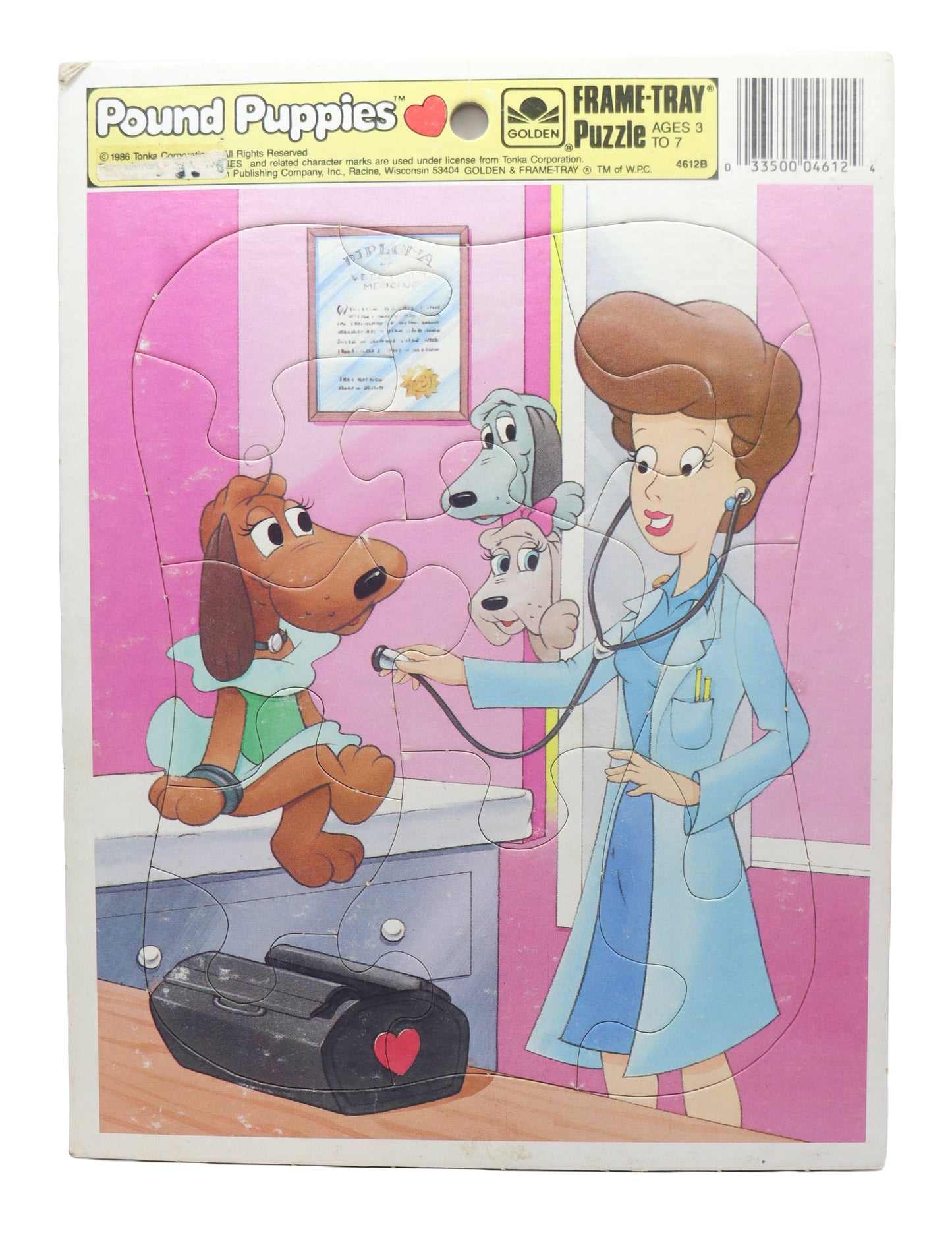 1986 Tonka Pound Puppies Golden Frame Tray Puzzle