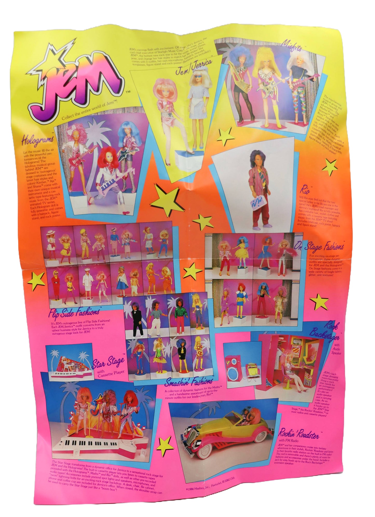 1985 Hasbro Jem & The Holograms Poster Pamphlet