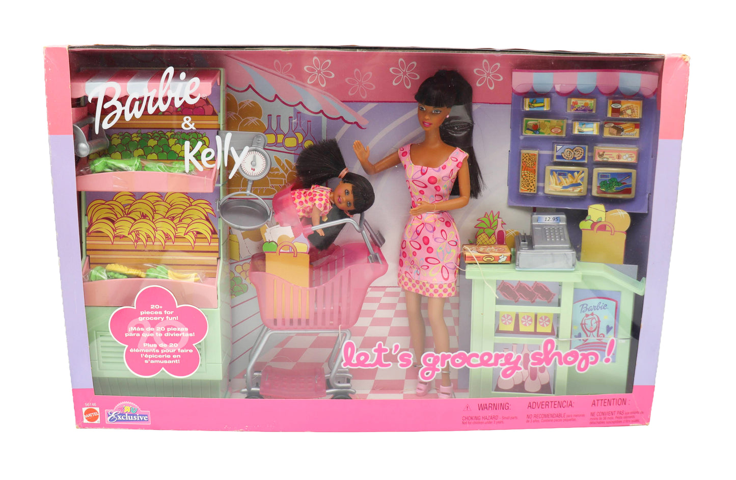 2002 Mattel Barbie And Kelly Let's Grocery Shop! AA