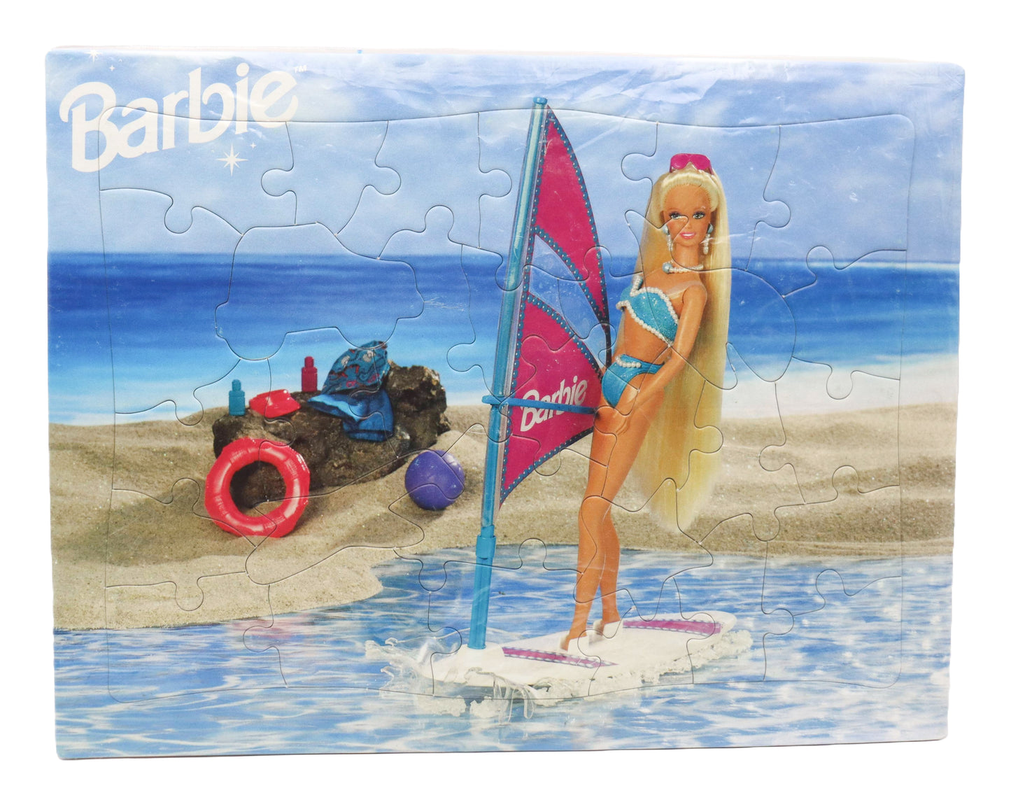 1990s Barbie Pearl Beach Wind Surfing Frame Tray Puzzle