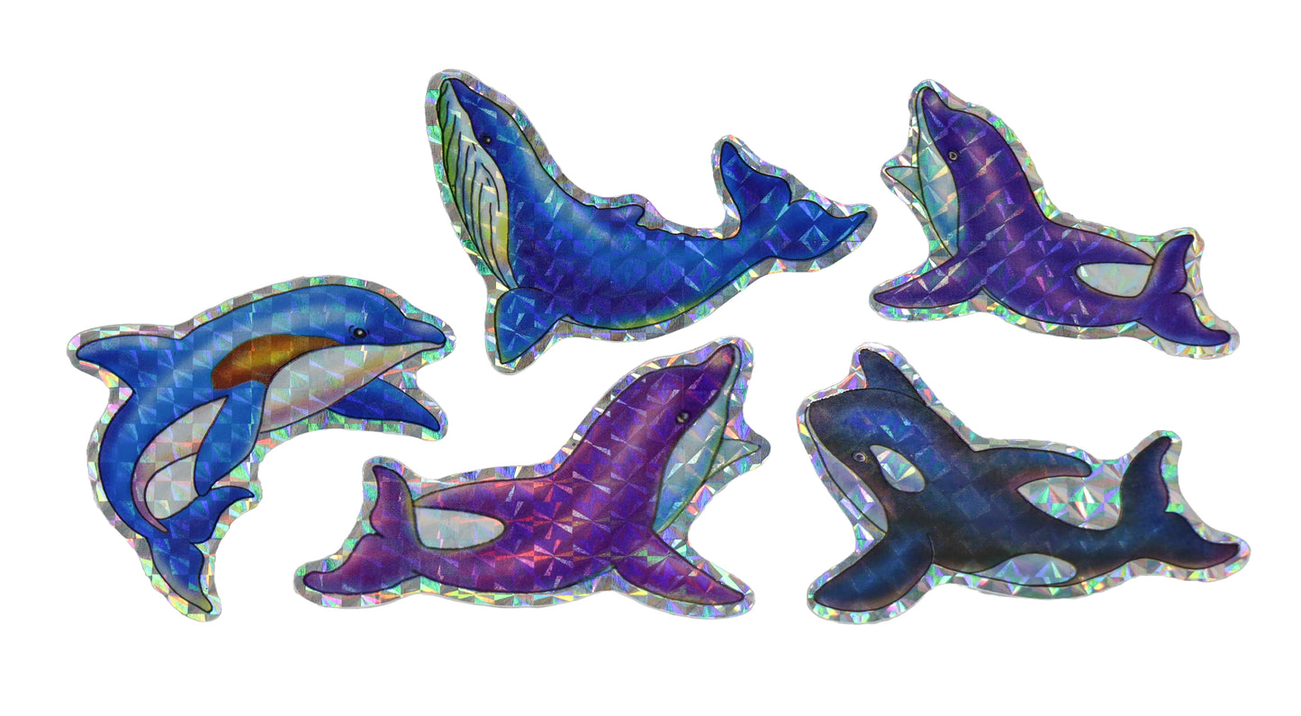 Vintage Dolphin And Whales Prismatic Stickers