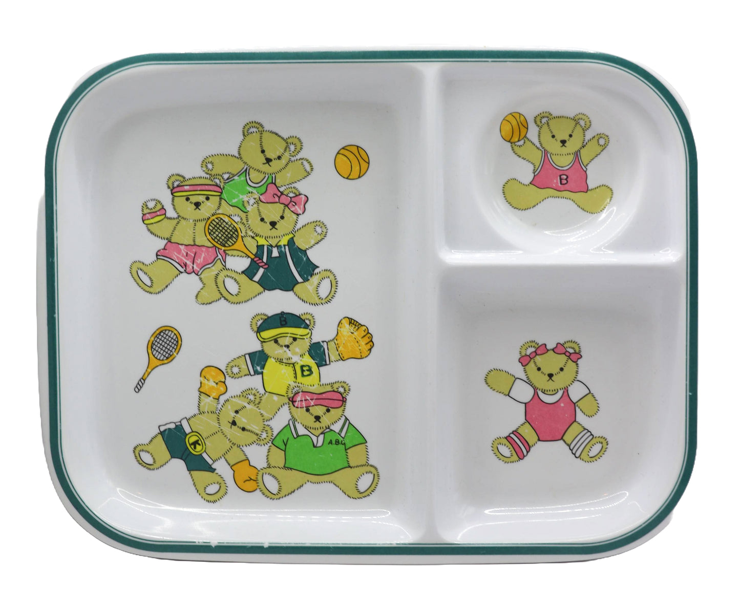 Vintage Melamine Divided bear food tray