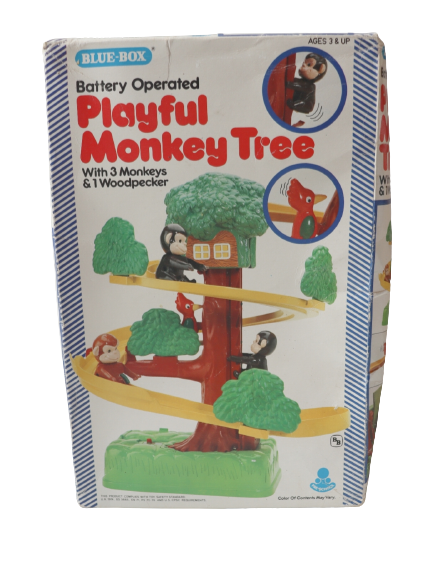 1974 Blue Box Playful monkey tree