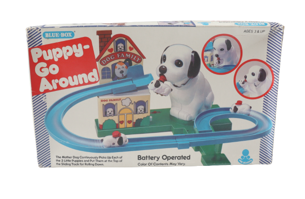 1970s Blue Box Puppy go round