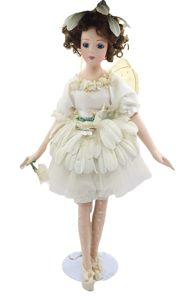 Hillview Lane Flower Fairy porcelain doll with stand