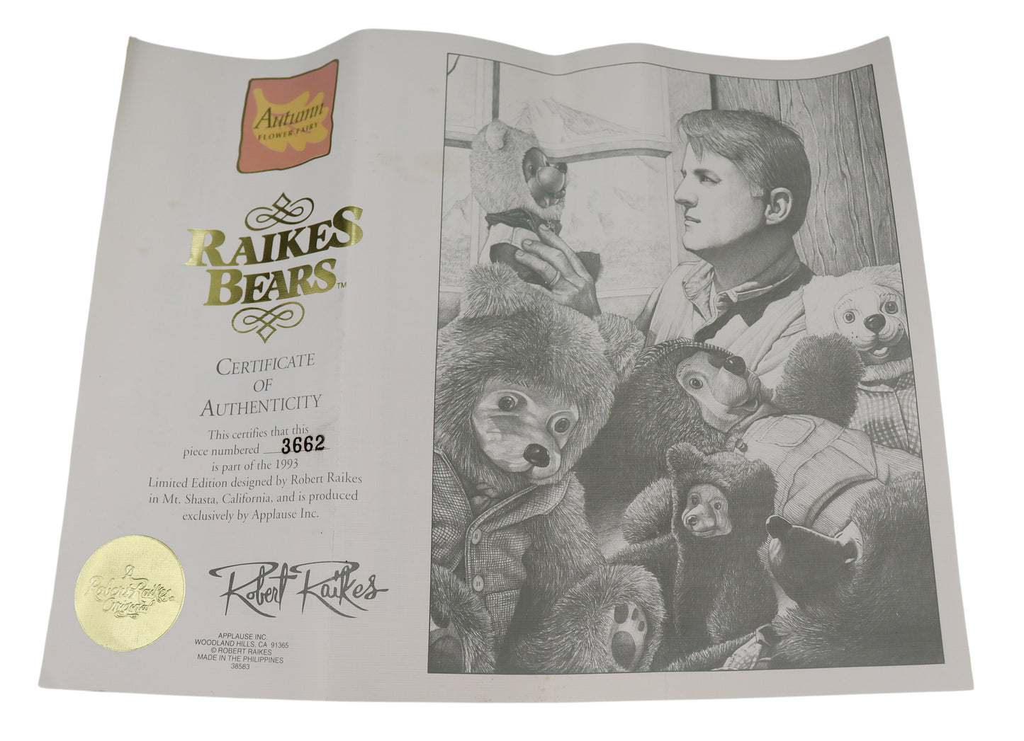 1993 Robert Raikes Flower Fairy Autumn Bear