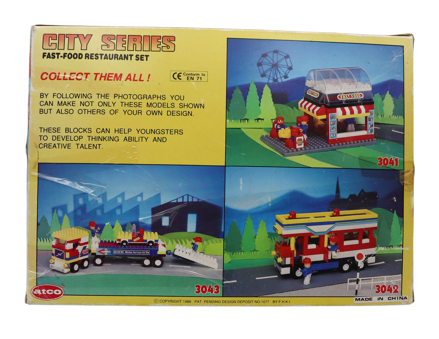 1988 Atco City Series Fast-Food Restaurant Set Construction Building Blocks 3041