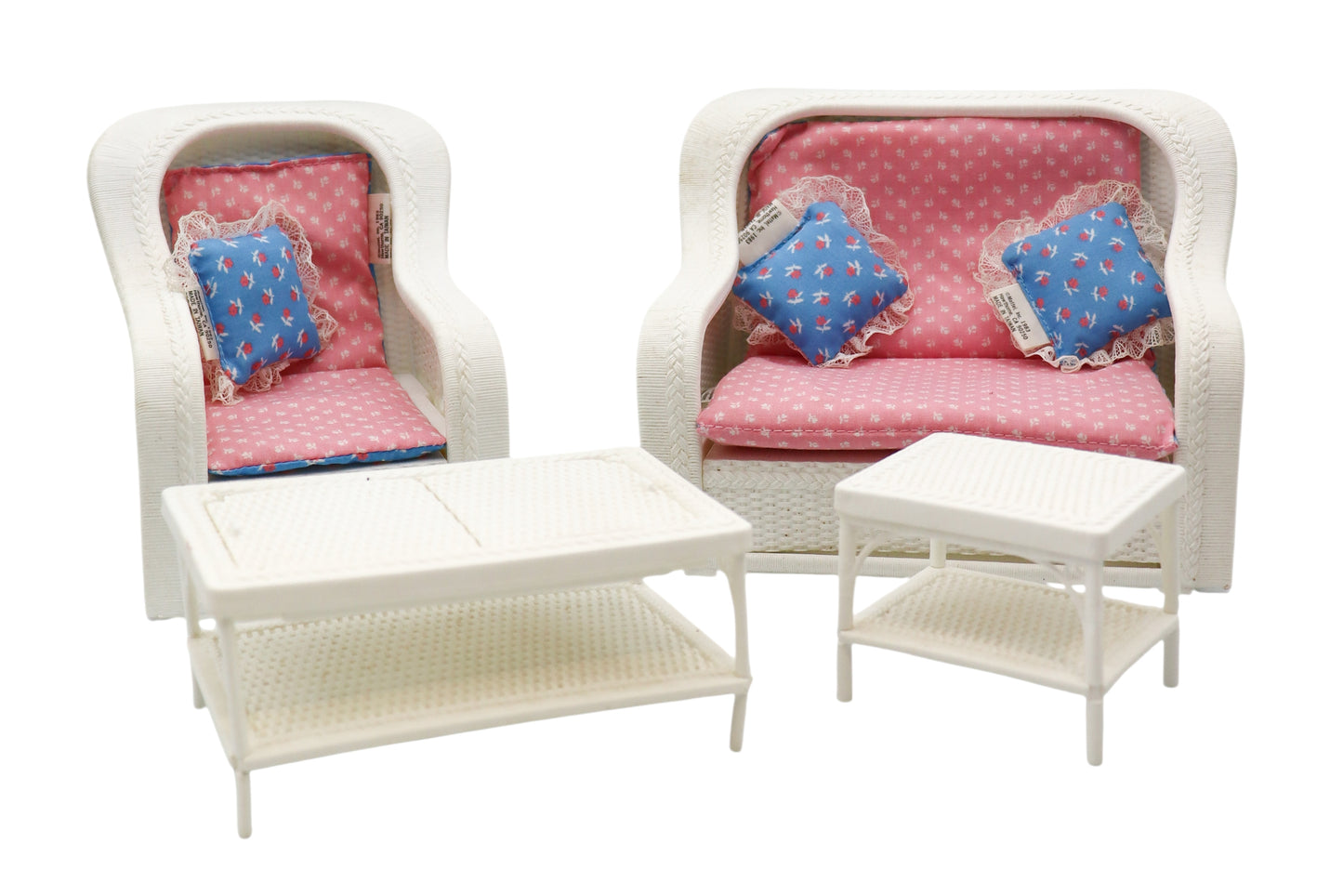 1983 Mattel Barbie Dream Furniture Faux Wicker Living Room Set #7404