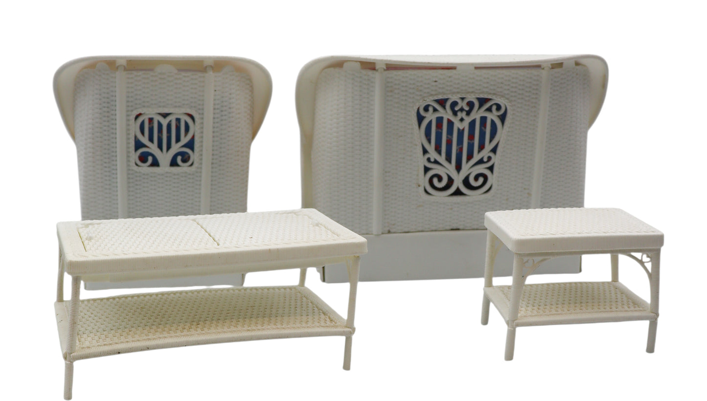 1983 Mattel Barbie Dream Furniture Faux Wicker Living Room Set #7404