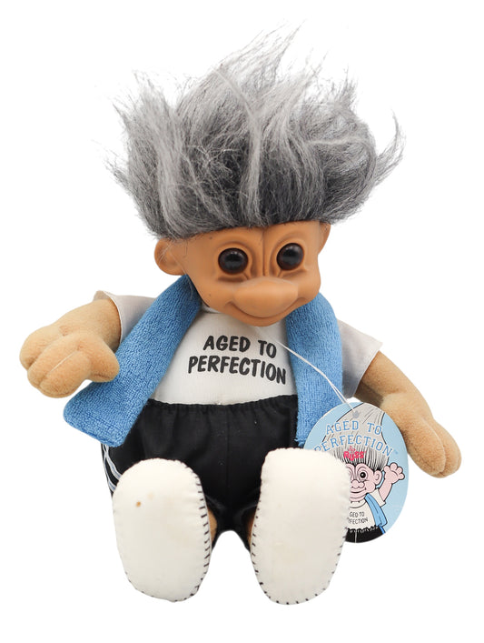 Vintage Russ Aged To Perfection Old Grey Haired Senior Troll Doll
