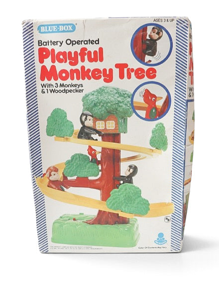 1974 Blue Box Playful monkey tree