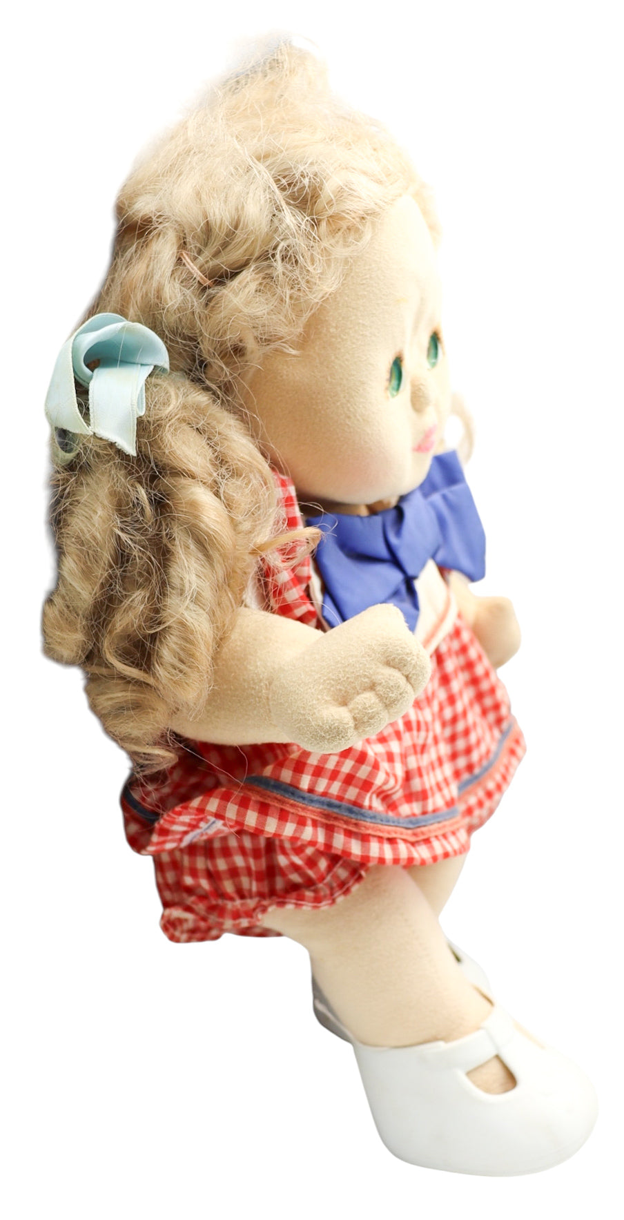 1985 Mattel My Child Doll Blonde Green Eyes Red Gingham Dress