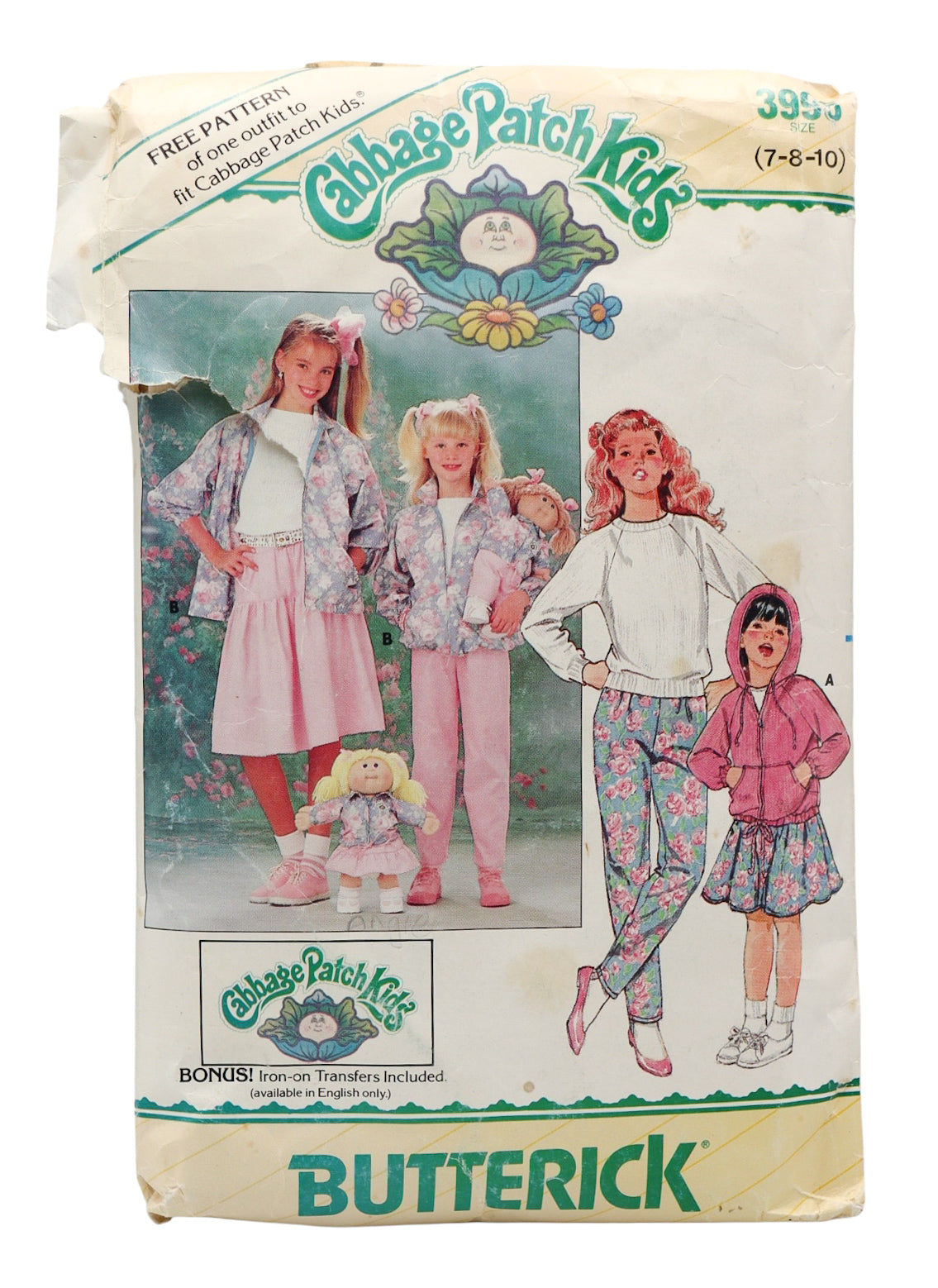 1986 Butterick 3996 Cabbage Patch Kids Girls Jacket, Skirt, Pants & Doll Outfit Sewing Pattern