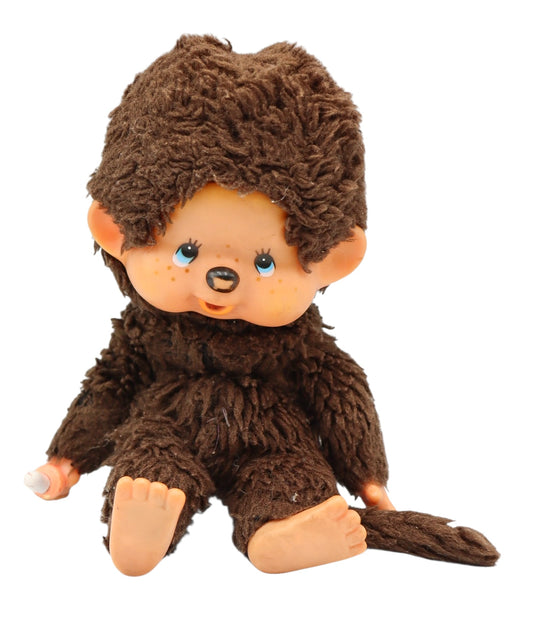1974 Sekiguchi Monchhichi Plush Monkey Doll Blue Eyes Pacifier Japan