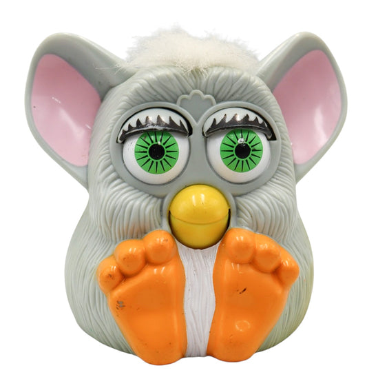 1998 McDonald's Happy Meal Furby Toy Gray with Green Eyes and Orange Feet
