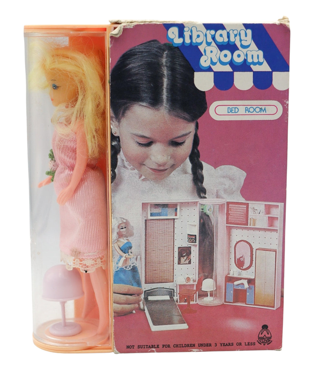 1970s Vintage Library Room Bed Room Doll & Modular Playset Set In Original Box