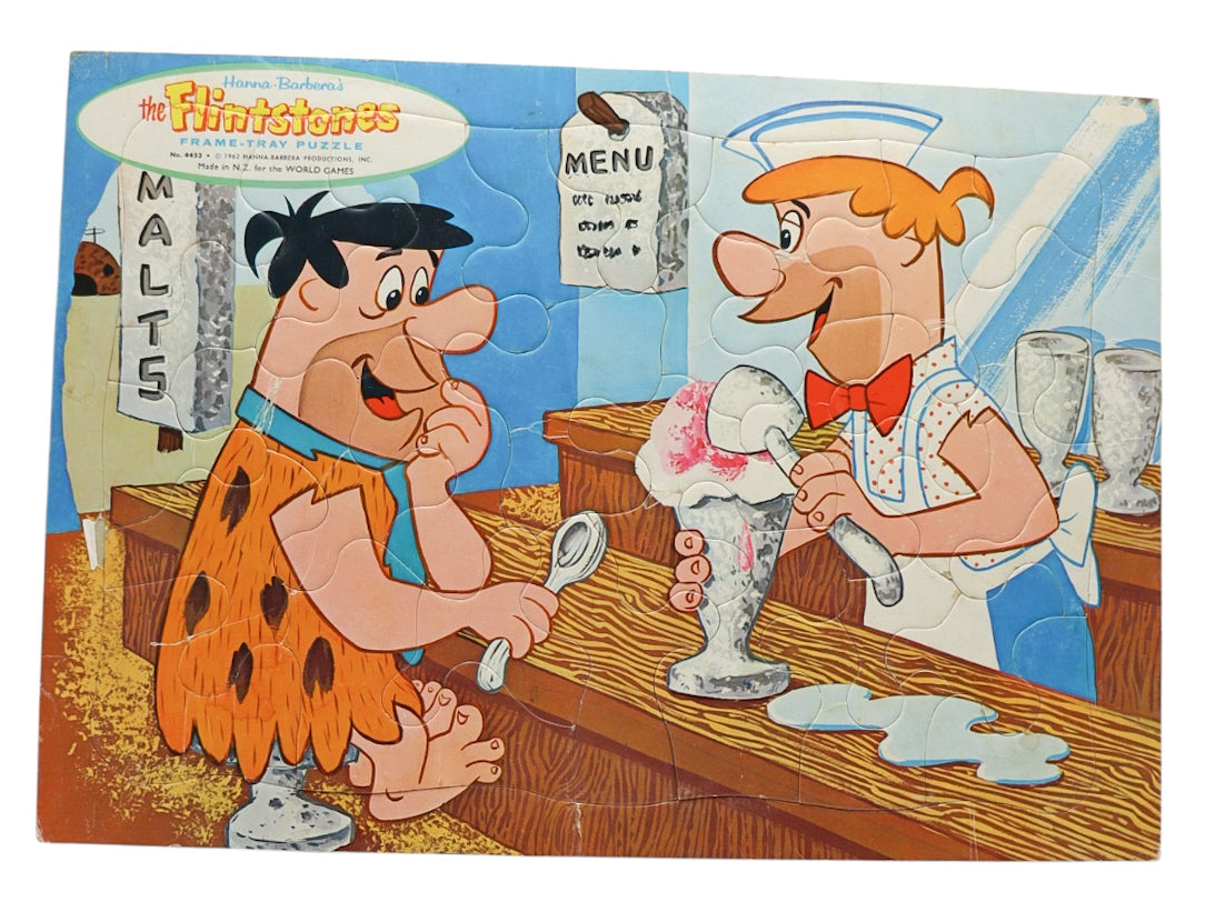 1962 The Flintstones Frame-Tray Puzzle Hanna-Barbera Whitman Malts #4453