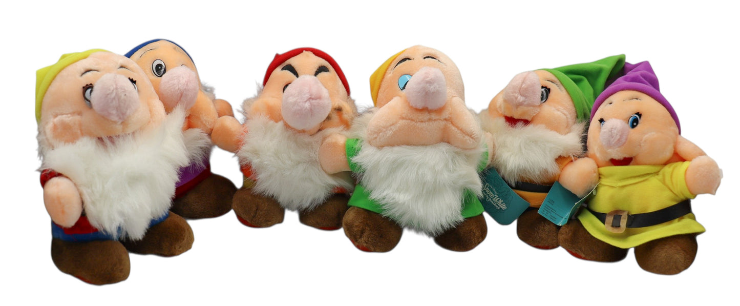 1990s Vintage Disney Seven Dwarfs Plushies 6/7 Incomplete Set