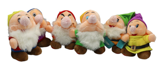 1990s Vintage Disney Seven Dwarfs Plushies 6/7 Incomplete Set