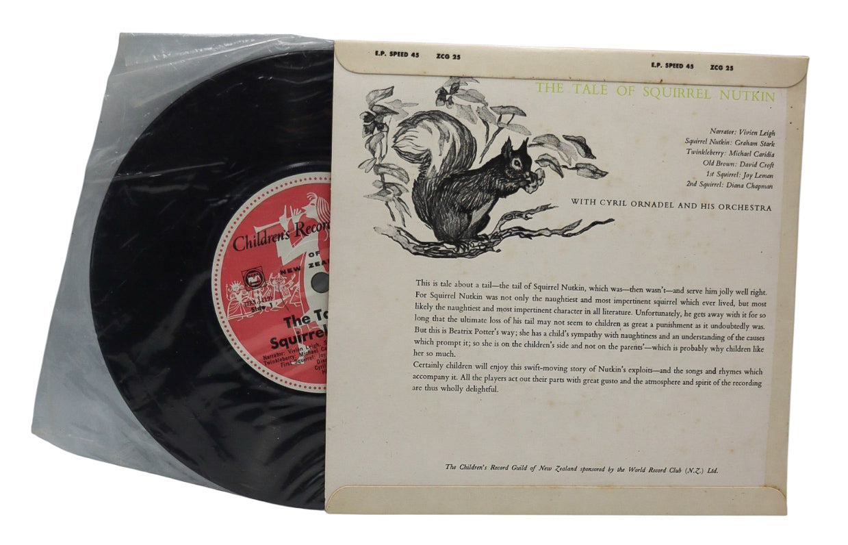 1960 The Tale of Squirrel Nutkin - Beatrix Potter - New Zealand 45 RPM 7" Vinyl Record EP (Record Guild of New Zealand)