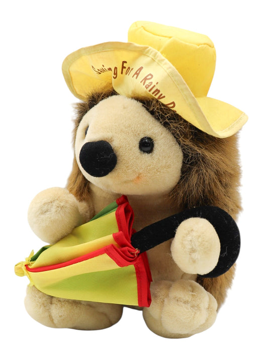 Vintage Russ Berrie Leafy Lane Hedgehog "Saving For A Rainy Day" Plush