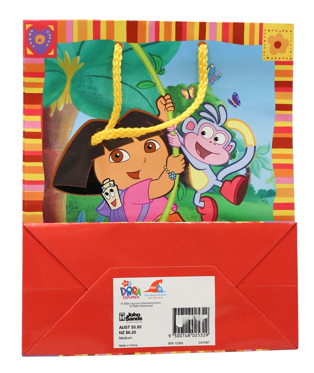 2003 Nickelodeon Dora the Explorer and Boots "Swinging on a Vine" Birthday Party Gift Bag