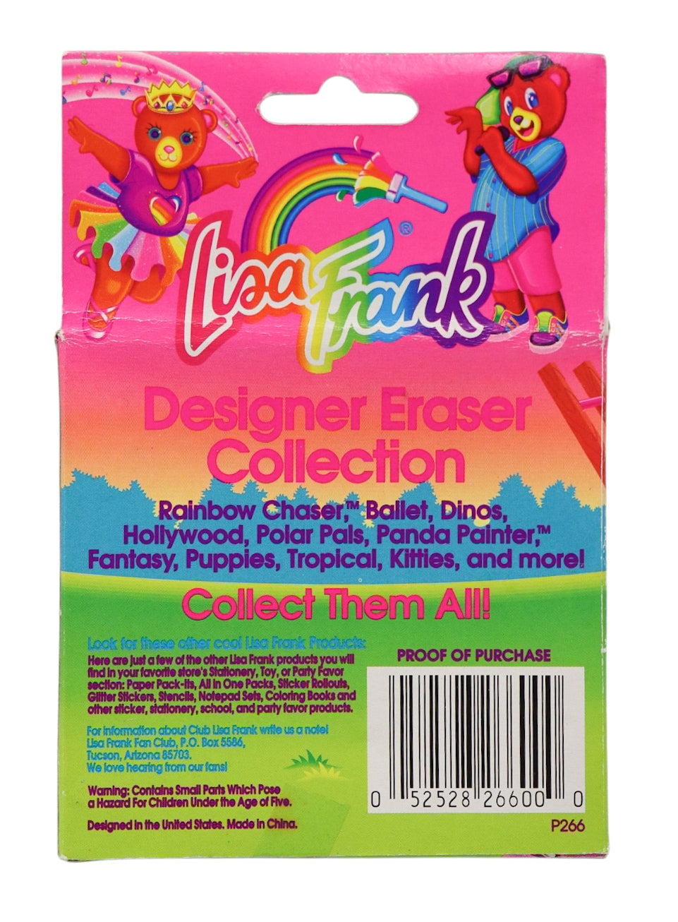 1990s Vintage Lisa Frank Bears Eraser Set