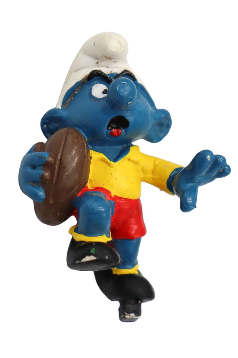 1980 Schleich Smurfs Rugby Smurf Figure