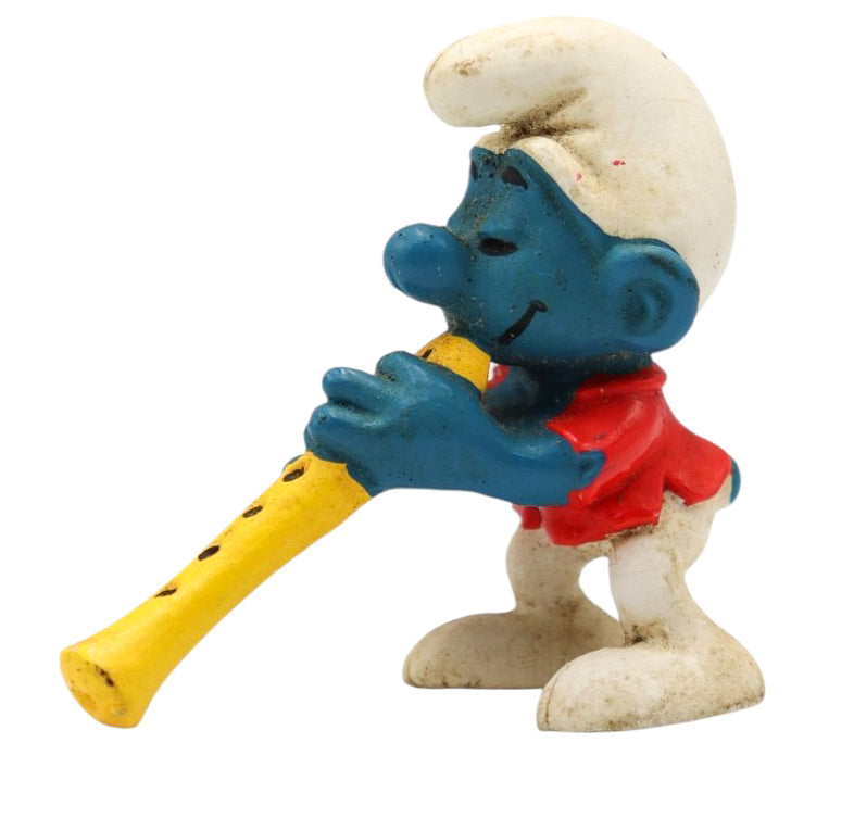 1978 Schleich 20048 Flautist Smurf Vintage Peyo PVC Figurine