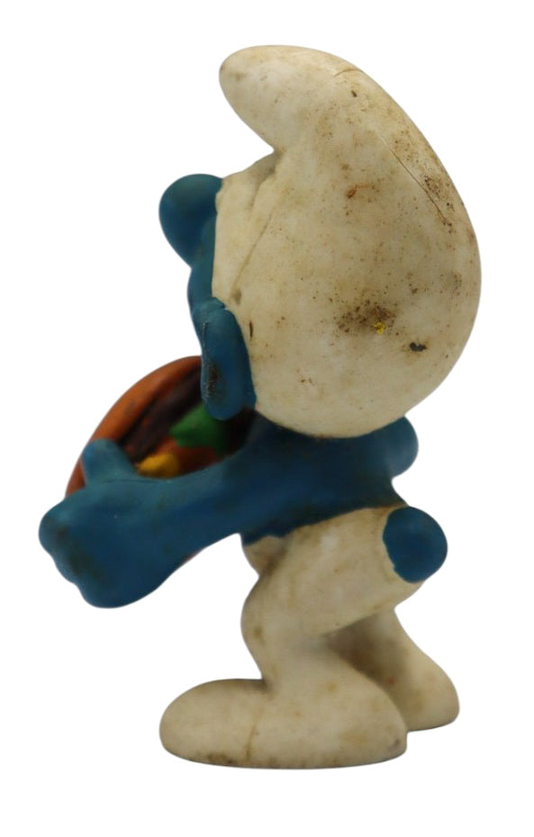 1983 Vintage Schleich Greedy Smurf Figurine with Hamburger (20158)