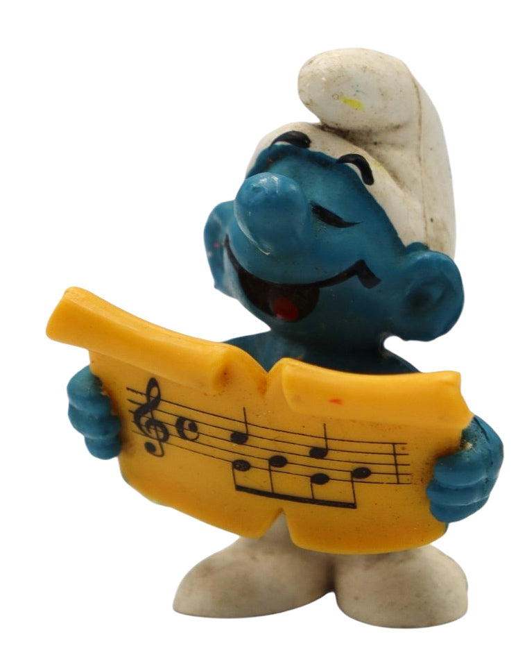 1978 Schleich Peyo Singer Smurf PVC Figurine #20038 Vintage Sheet Music