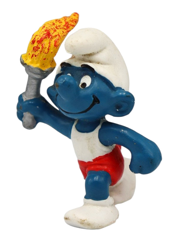 1978 Schleich 20030 Torchbearer Smurf Vintage PVC Figurine
