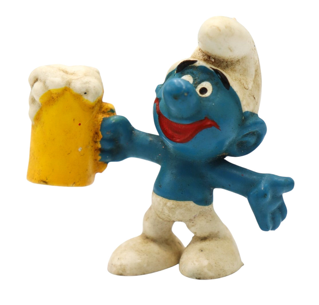 1974 Vintage Peyo Beer Smurf PVC Figurine 20078