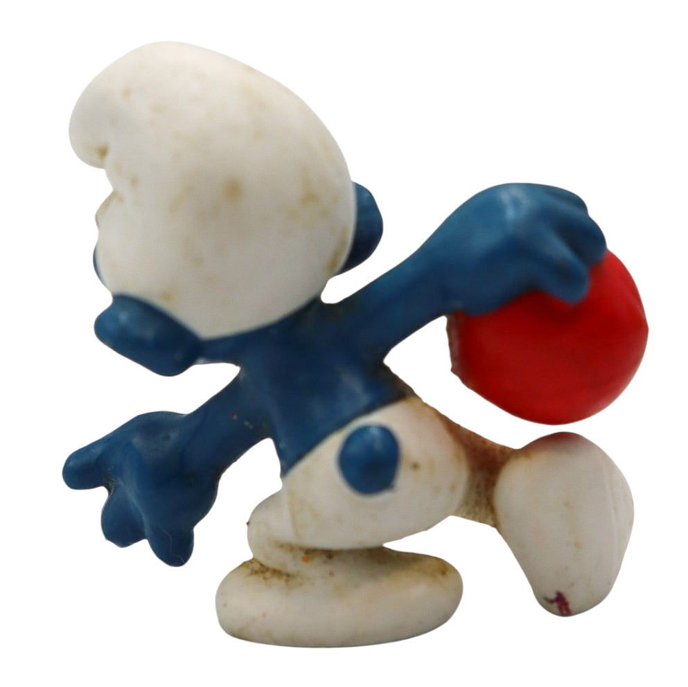 1979 Vintage Schleich Peyo Bowler Smurf Bowling PVC Figurine 20051