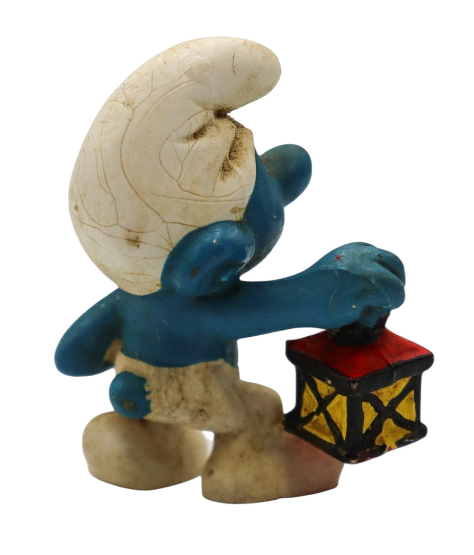 1977 Vintage Schleich Peyo Watchman Smurf with Lantern Figurine (20024)