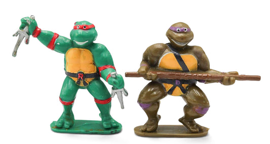 1990 Vintage Teenage Mutant Ninja Turtles PVC Miniatures - Raphael & Donatello Figures
