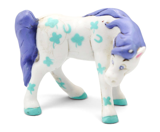 1994 Trendmasters Darling Animal Friends Clover Horseshoe Purple White Pony Figurine