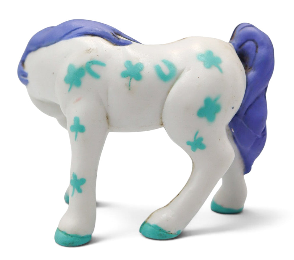 1994 Trendmasters Darling Animal Friends Clover Horseshoe Purple White Pony Figurine