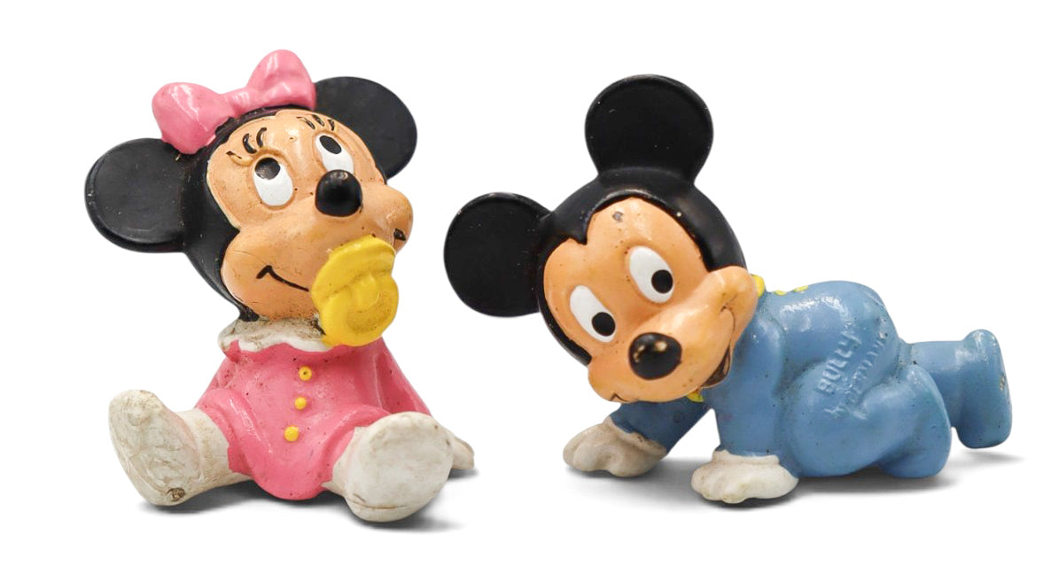 1985 Bully West Germany Vintage Disney Babies Mickey and Minnie Mouse PVC Figurines
