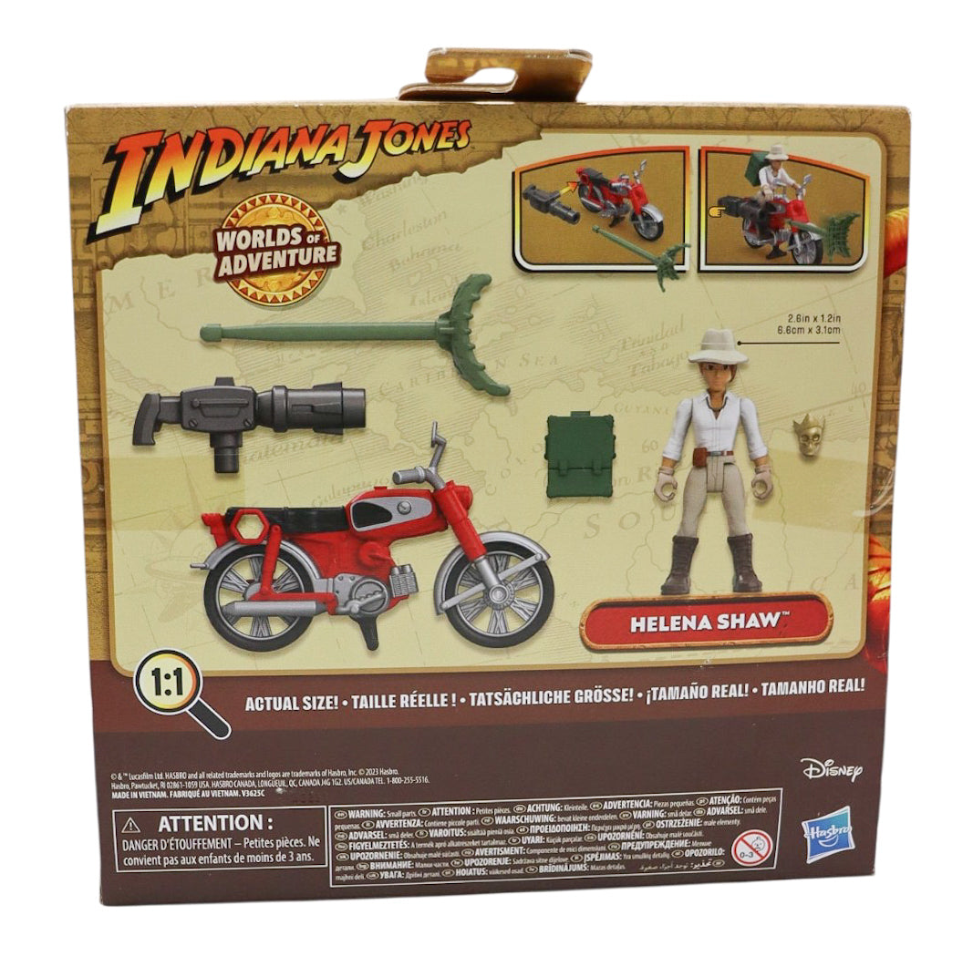 2023 Hasbro Indiana Jones Worlds of Adventure Helena Shaw with Motorcycle Action Figure Set F6040