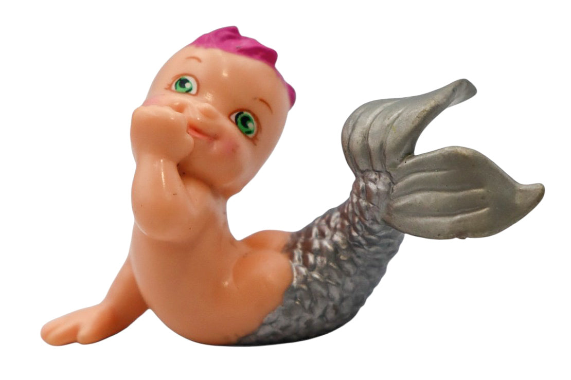 1991 Galoob Magic Diaper Babies Merbaby Pink Hair Silver Tail Figurine